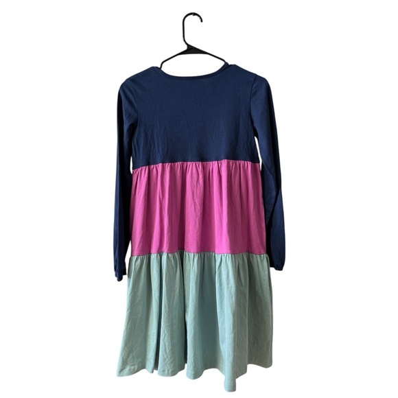 Hanna Anderson Girls Color Block Twirl Dress Size 12 Multi-Color Casual Tiered - Picture 3 of 9